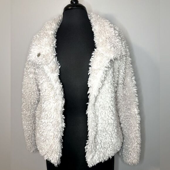 Loft Lounge Sherpa Soft Button Up Cream Women’s Small - Picture 2 of 6